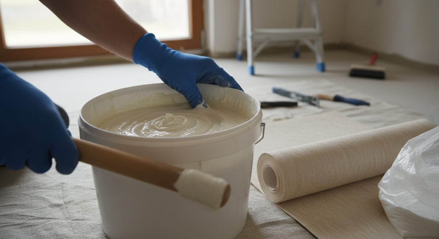 Kleister wird für Tapezierarbeiten angemischt