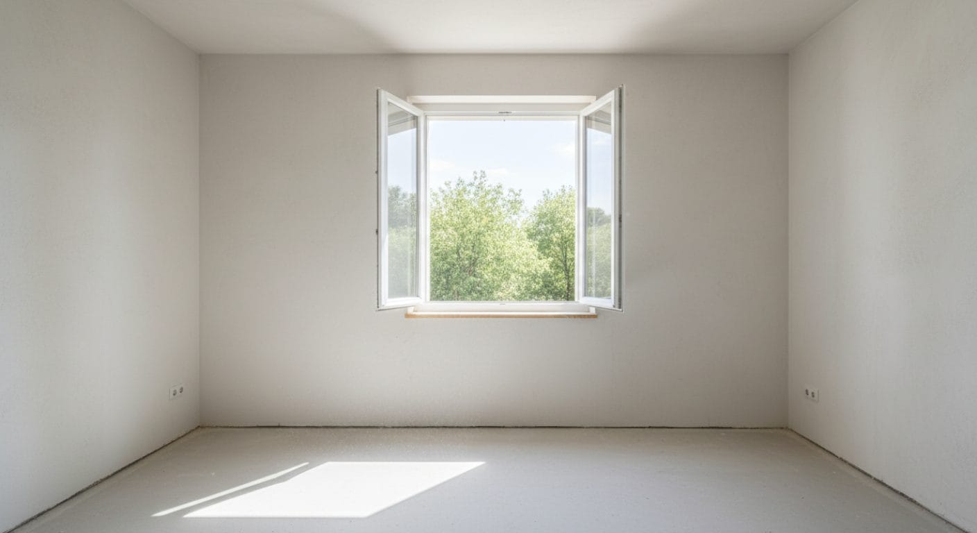 Geöffnetes Fenster und diffusionsoffene Innenwand