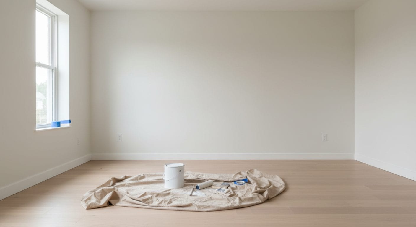 Wohnzimmer mit frischem, hellem Innenanstrich