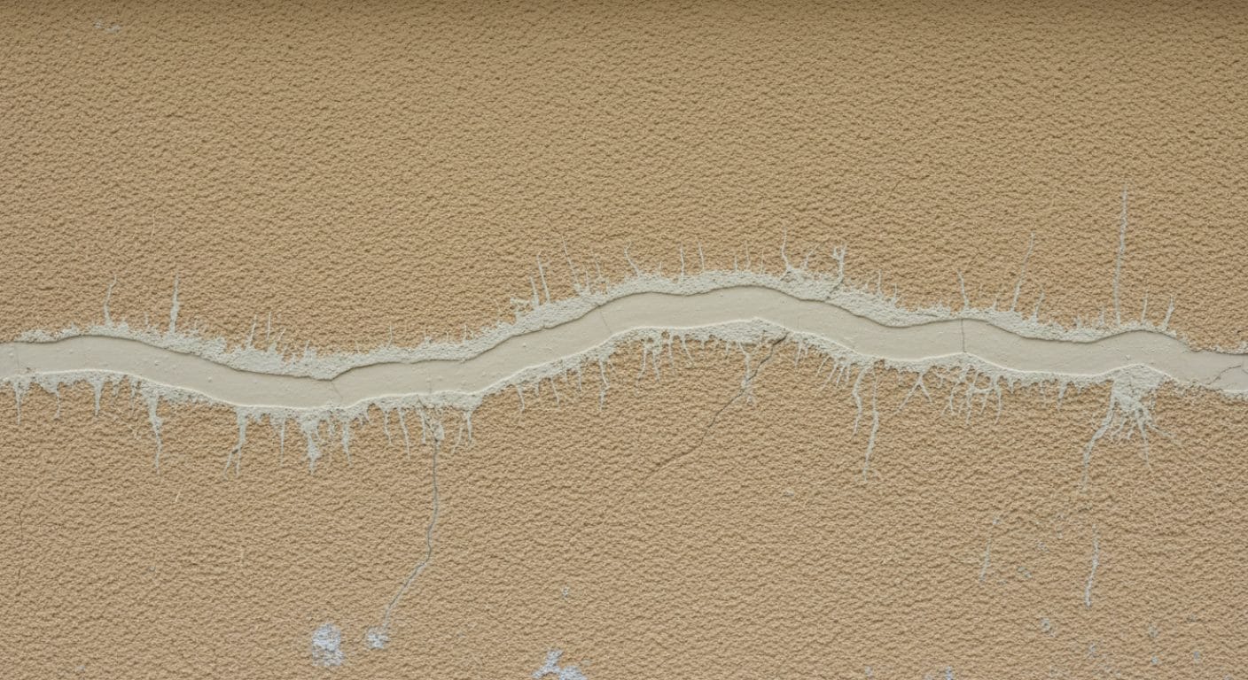 Mit rissuberbrueckendem Anstrich sanierter Fassadenriss