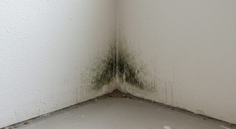 Kondenswasser in einer kalten Innenwand-Ecke