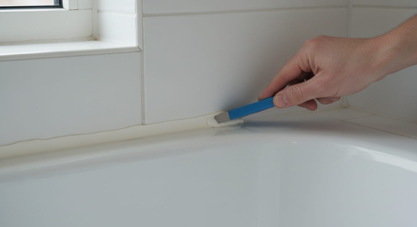 Ausfugen einer Silikonfuge mit dem Fugenglätter