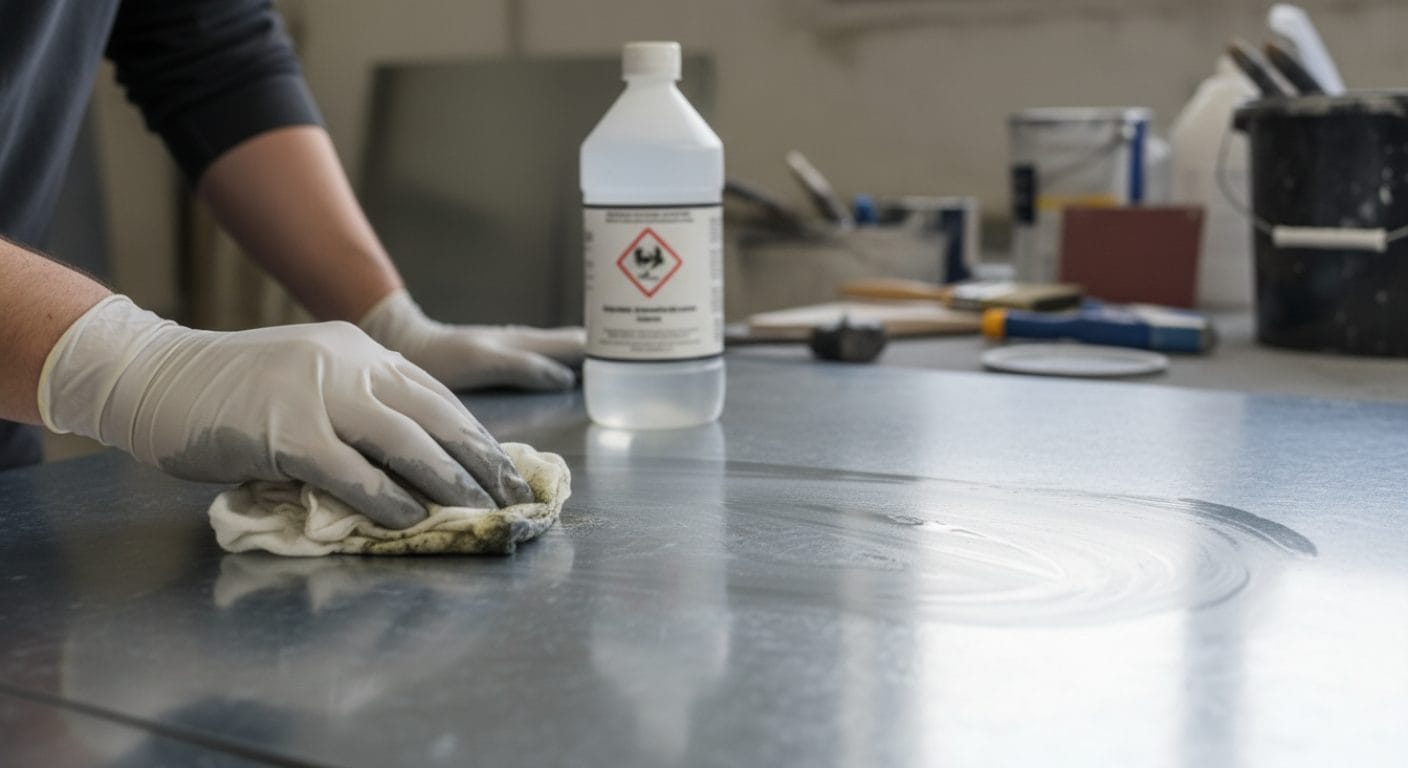 Metalloberfläche wird vor Beschichtung entfettet