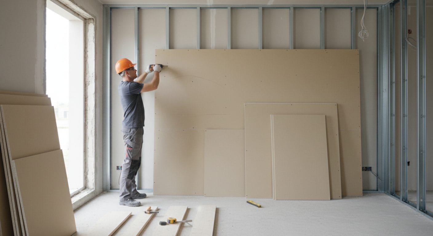 Montage von Gipskartonplatten auf Metallständerwerk