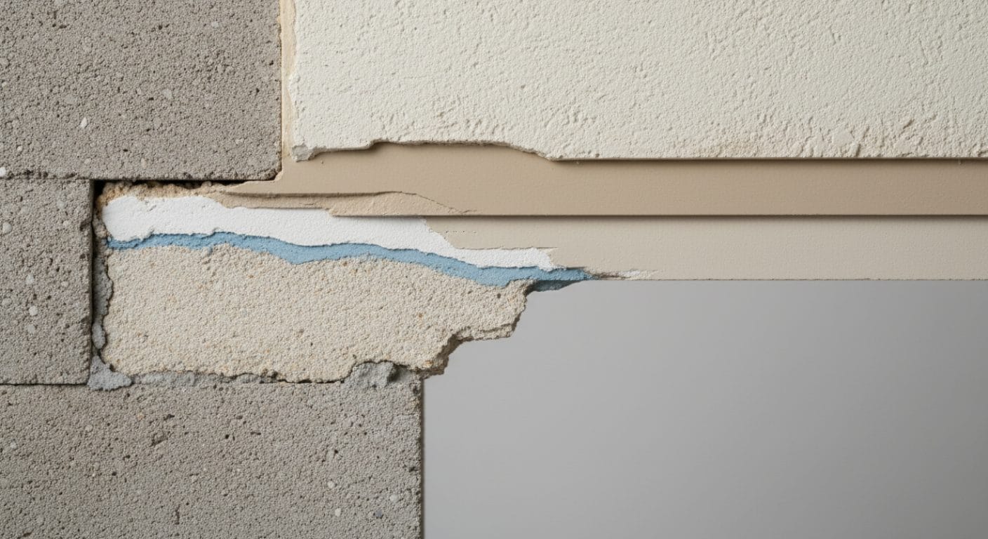 Schematischer Querschnitt einer mehrschichtigen Wandkonstruktion