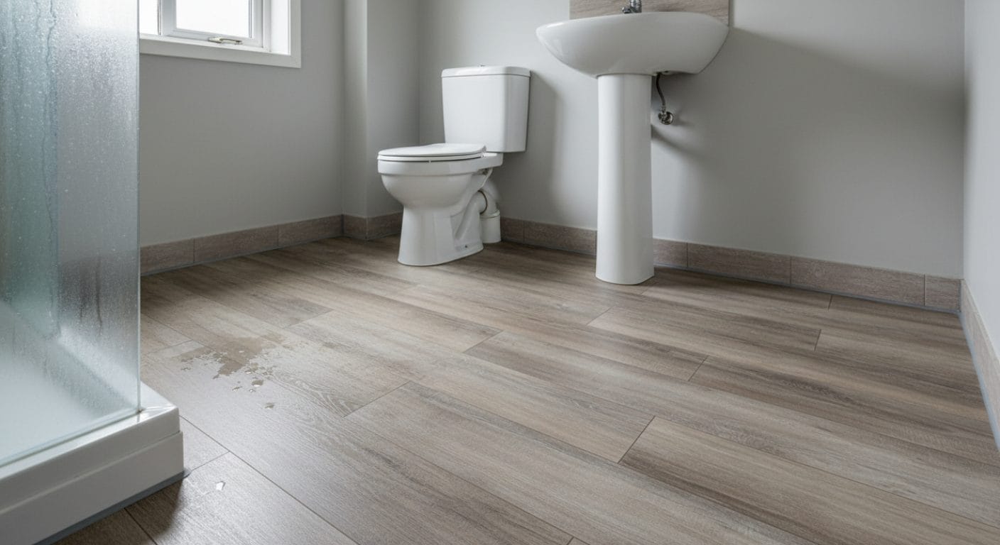 Verlegter PVC-Boden im Badezimmer