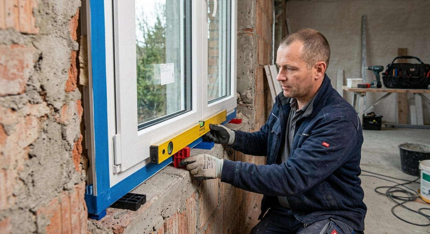 Fenstermontage nach RAL mit Tragklötzen und Anschluss-Dichtband