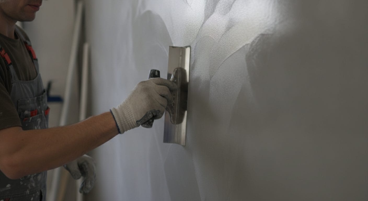 Polieren einer Betonoptik-Wand mit Spachteltechnik