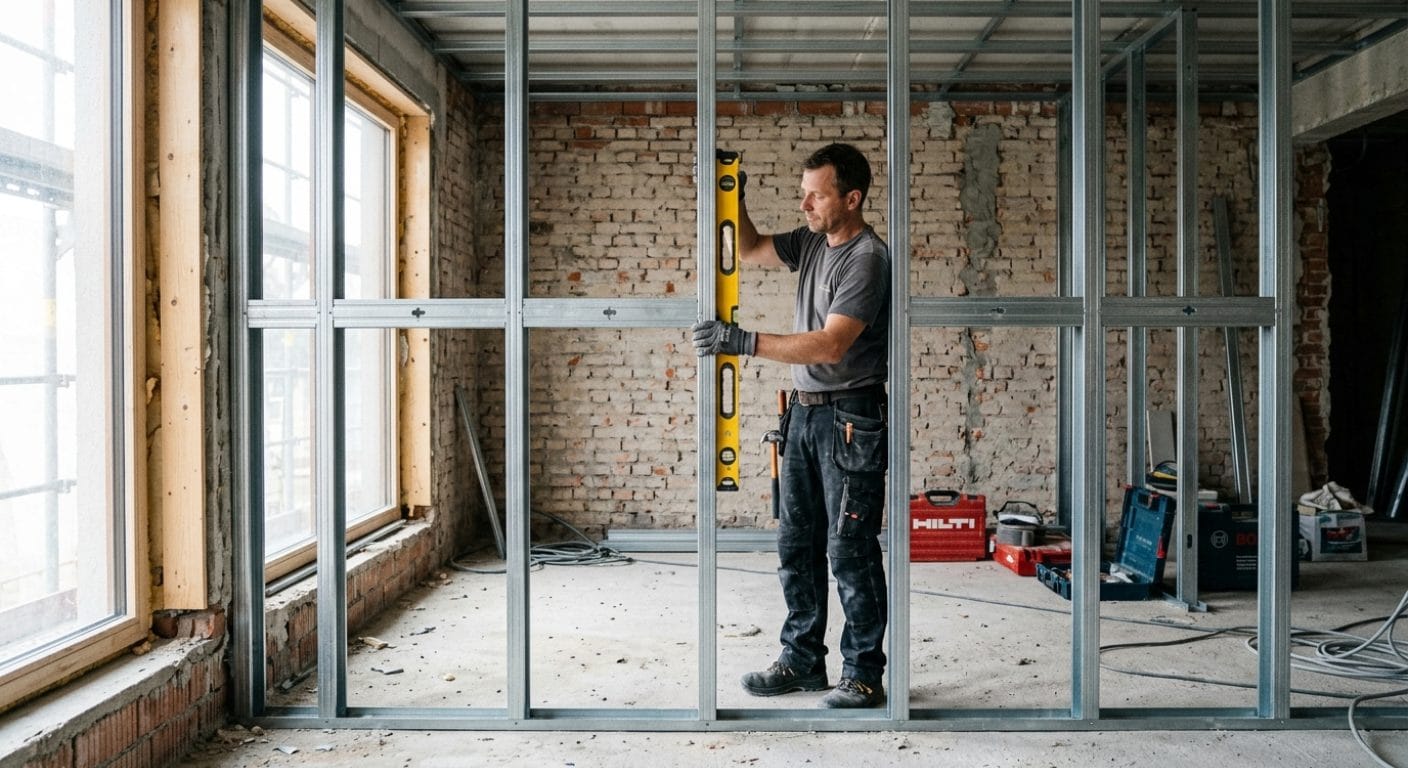 Ausrichten eines CW-Profils in einem Trockenbau-Ständerwerk