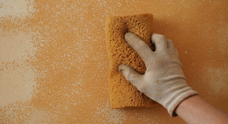 Tupftechnik mit Naturschwamm auf einer Wandfläche