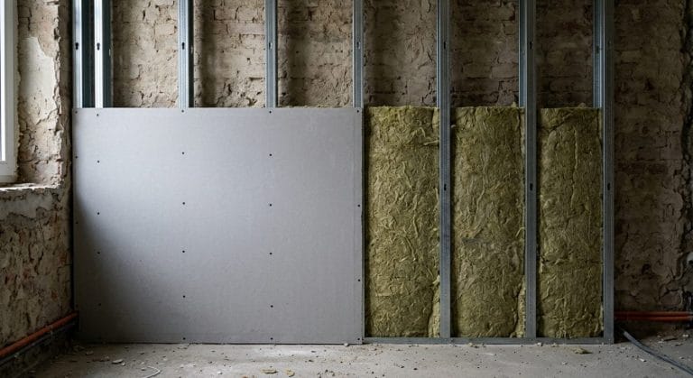 Vorsatzschale in Metallständerbauweise vor einer Bestandswand